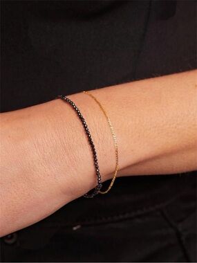18k Real Gold Figaro Dainty Chain Bracelet Size 7”